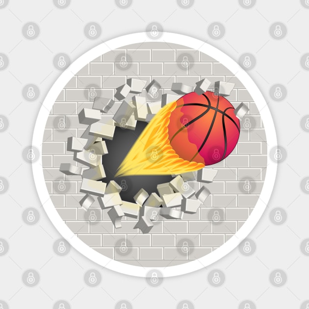 Basketball - Break The Wall Magnet by Designoholic